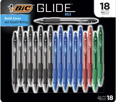 $17.99 • Buy BIC Glide Velocity Bold Medium-Point 1.6mm Ball Point Retractable 18 Pen Set