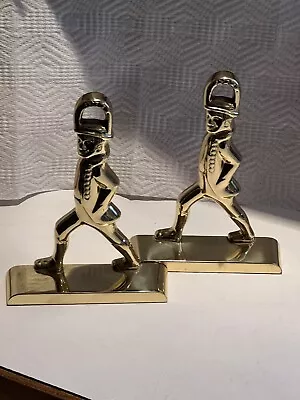 2 Vtg. Solid Brass Soldier Bookends/Doorstops Baldwin Made In USA  2lbs Each • $22.99