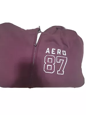Aeropostale Sweater Adult Medium  Red Wine Fleece Full Zip Hoodie Mens 1410  • $30