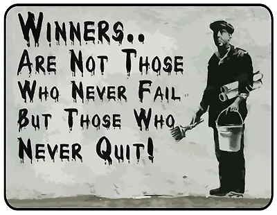 Vintage Winners Never Fail Never Quit Decor Kitchen Pub Shed Man Cave Metal Sign • £3.99