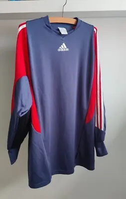 Adidas Climalite Blue Red Padded Elbow Goalkeeper Long Sleeve Shirt Top Size L  • £15
