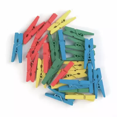 25 Mini Wooden Clothes Pegs Assorted Colours • £3