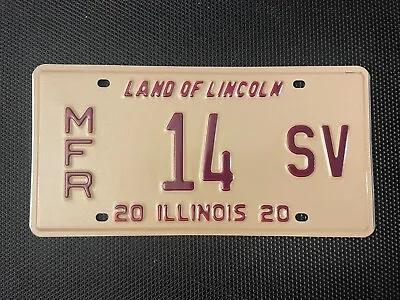 License Plate Illinois 2020 Manufacturer Mfr 14 Sv Low Number • $14.99