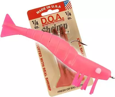 DOA Fishing Lure FSH3-3P-442 Shrimp Lure 3  1/4 Oz Pink Glow 3 Per Pack • $13.05