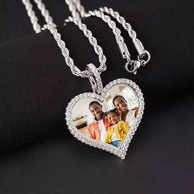 Heart-Shaped Diamond Medallion Pendant Necklace • $52.37