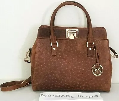 🌞michael Kors Astrid Mocha Brown Ostrich Embossed Leather Lg Satchel Bag🌺nwt • $232.49