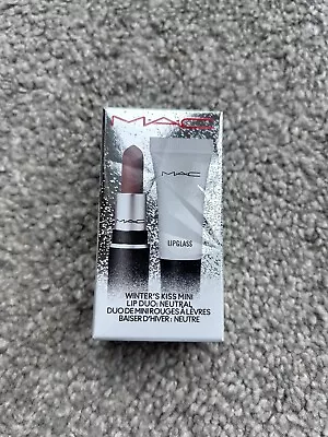 MAC Cosmetics Winter's Kiss Mini Lip Duo In Neutral Lipstick & Lipgloss Set • £13