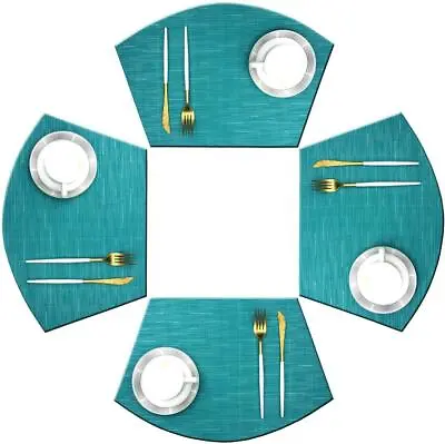 $16.99 • Buy Bright Dream Wedge Shape Placemats For Round Dinner Table Woven Vinyl Non Slip P