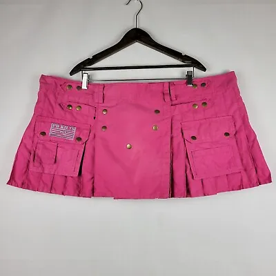 PD Utility Kilt Sz 48/24W Pink Cargo Mini Skirt Barbiecore EGirl Punk Goth Raver • $69.97