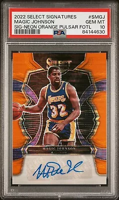 2022 Panini Select MAGIC JOHNSON FOTL Orange Pulsar Auto /30 PSA 10 Gem Mint  • $20.51