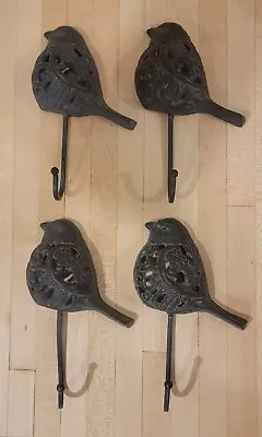 Four Rustic Cast Iron Bird Dove Wall Coat Hook Cabin Mud Room Indoor Outdoor • $11.88