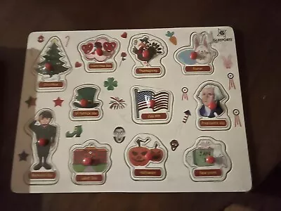 $12.99 • Buy Holiday Theme Wooden Peg Puzzle