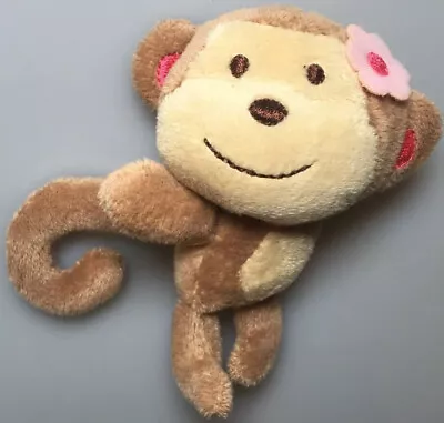 Carter’s Mini Brown Monkey Plush Stuffed Animal Pink Flower Soft Baby Toy • $27