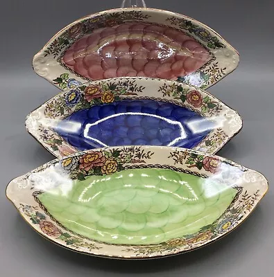 Three Maling Ware 'Peony Rose' Oval Dishes • £40