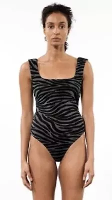 Nwt $398 Sz L Mara Hoffman Persephone Zebra Tiger One Piece • $398