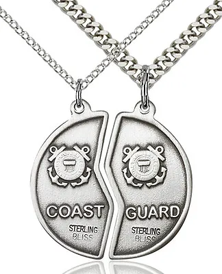 Men's 925 Sterling Silver Miz Pah Coin Set Coast Guard Military  Medal Necklace • $146.50