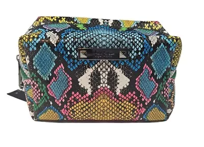 Nicole Miller Colorful Faux Snake Skin PU Makeup Bag Cosmetic Travel Vacation  • $24.97