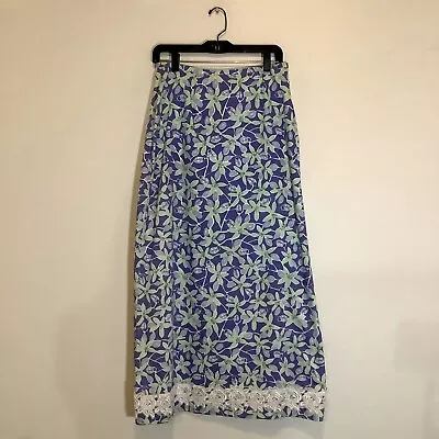 Lilly Pulitzer Blue Green Long Print Vintage Skirt Size 6 • $65