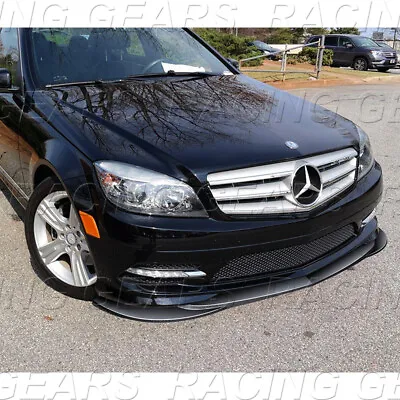 Painted Black Front Bumper Spoiler Lip Fit 08-11 Mercedes C300 C350 Sport W204 • $95.95