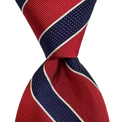 HART SCHAFFNER MARX Men's 100% Silk XL Necktie Designer STRIPED Red/Blue EUC • $31.99