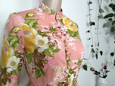 Vtg 70s ANJAC Marc Needleman CHEONGSAM MAXI DRESS + Sash Floral Japan Tea Garden • $67.99