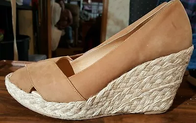 Michael Kors Platform Sandals Tan Size 9 Open Toe Closed Heel Wedges Suede • $15