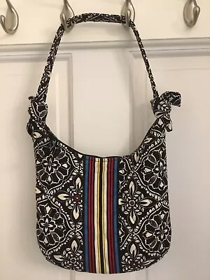 Vera Bradley Barcelona Olivia Purse Shoulder Bag Mini Hobo Black White Knot • $14.99