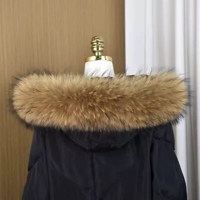 100% Real Fur Collar Real Ussuri Raccoon Fur Collar Scarf Trim For Coat Jacket • $26.99