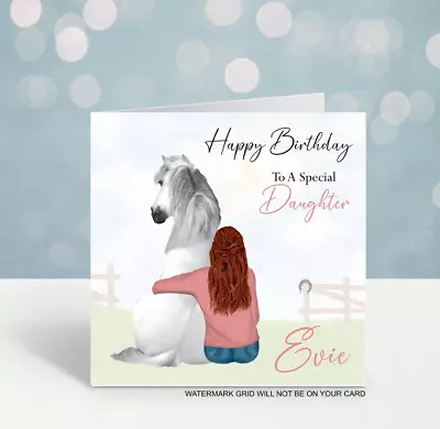 Personalised Horse Birthday Card Horse And Girl  Daughter Sister Ladies Girls • £2.99