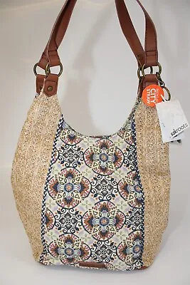Sakroots Roma Recycle City Straw Womens Shoulder Handbag Style 1080555 Purse NEW • $24.84