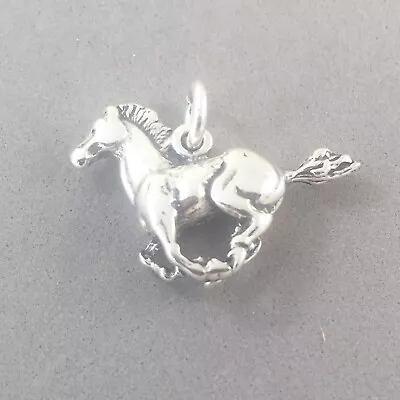 .925 Sterling Silver 3-D GALLOPING MUSTANG CHARM NEW Horse Pony Pendant 925 AN65 • $16.50