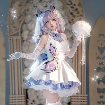 Genshin Impact Keqing Cosplay Costume Women Girl Wedding White Dress Wigs Anime  • $99.99