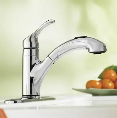 🆕 Moen CA87316C Renzo 1-Handle Low Arc Pullout Sprayer Kitchen Faucet - Chrome • $74.95