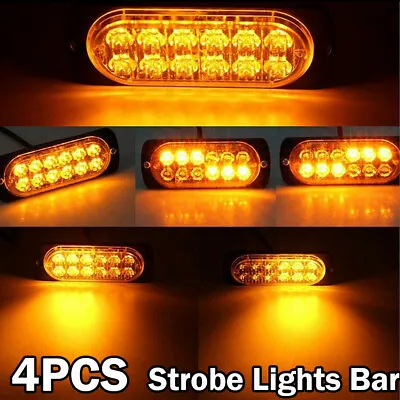 4x 12-LED Amber Warning  Hazard Beacon Dash Strobe Light Bar Foglights • $16.99