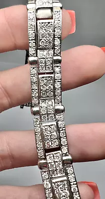 Mens Heavy 14k White Gold Diamond Link Bracelet • $6000