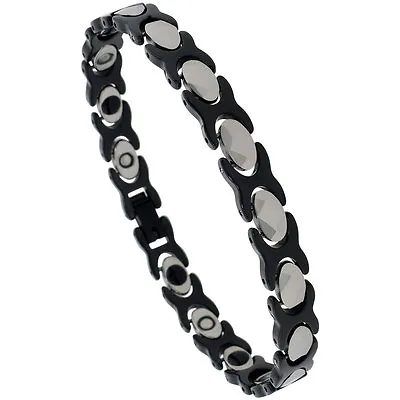 Tungsten Carbide & Ceramic XOXO Hugs & Kisses 2-Tone Magnetic Bracelet • $42.99