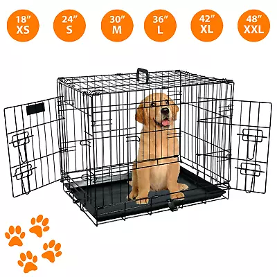 £73.95 • Buy Dog Cage Pet Puppy Cat Metal Training Crate Carrier Black S M L Xl Xxl Sizes Uk
