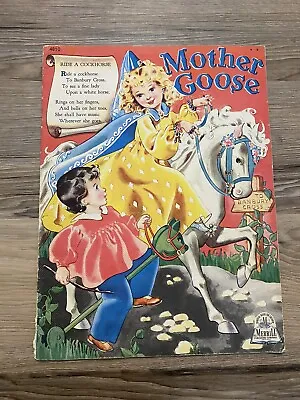 Vintage Mother Goose Book Merrill Publishing 1944 Nursery Rhymes 13 X 9.5 Linen • $10