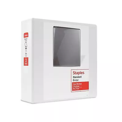 Staples Standard 3  3-Ring View Binder White (26450-CC) 82639 • $11.61