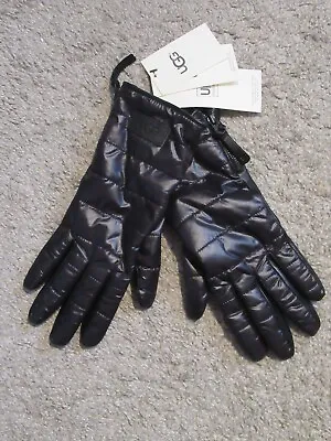 Ugg Australia Womens Quilted Lined Leather Gloves Black L • $69.99