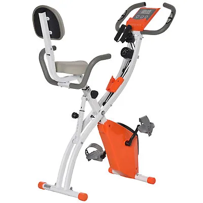 HOMCOM 2-In-1 Upright Exercise Bike 8-Level Adjustable With Pulse Sensor Orange • £119.99