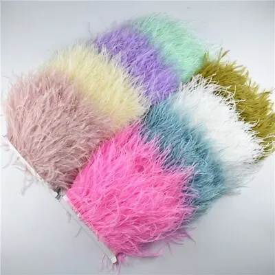 Real Ostrich Feather Clothes Ribbon Trims Feather Skirt Plume Decoration 1meter • $8.75