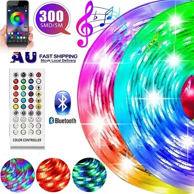 5M 10M 20M RGB LED Strip Lights Waterproof Music Sync APP Bluetooth Controller • $19.99