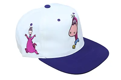 VINTAGE Dino Hat Cap Snap Back White Purple Flintstones Cartoon Collectors • $39.99