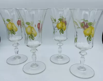 Mikasa BELLE TERRE Iced Tea Goblet Red Wine Crystal Fruit Design 8 1/8  Set Of 4 • $59.99