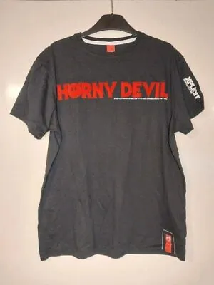 Xplicit Red Devil Unisex Black Velour Effect Slogan Short Sleeve Tshirt Tee - L • £12