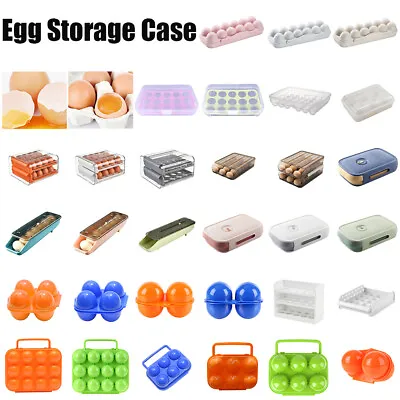 Egg Holder Boxes Tray Storage Box Eggs Refrigerator Container Plastic Case • £3.95