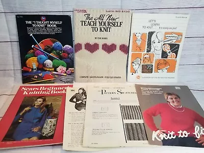 Knitting For Beginners Books Leisure Arts Boye Sears Some VINTAGE Lot Of 5 Plus • $12.95