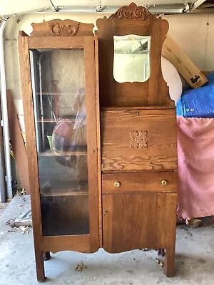 Antique Oak Side By Side Secretary Bookcase • $425