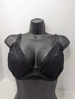 34D Wacoal Aphrodite Black Lightly Lined WE140004 Plunge Underwire Bra • $14